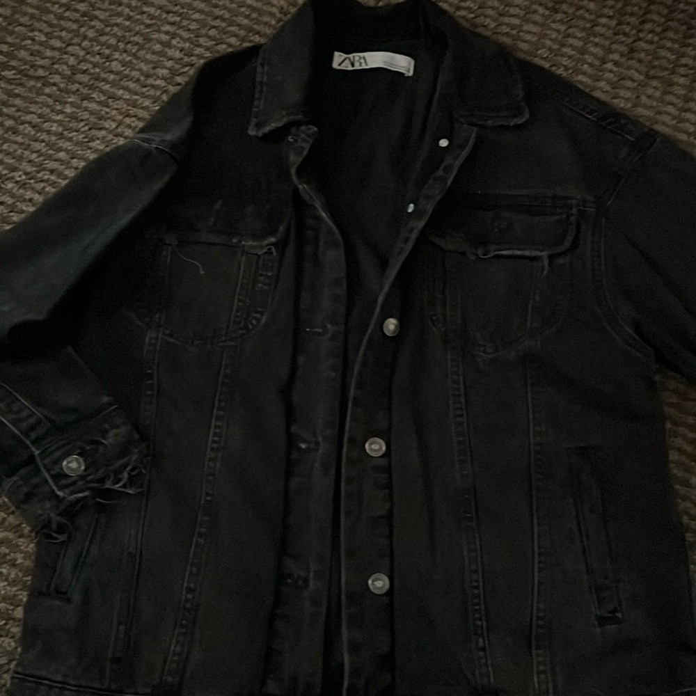 Zara black wash denim jacket